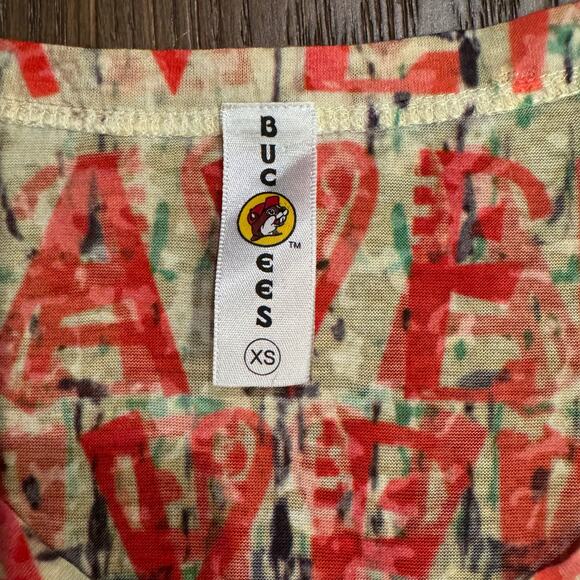 Buc-ees Beaver Original Women’s XS ‘Texas Born’ Yellow Top with Rhinestones - Picture 3 of 4